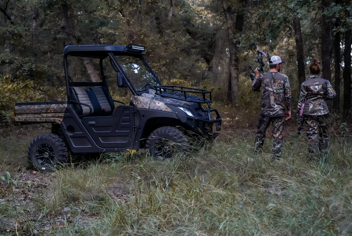 Custom fuel UTV used for outdoor hunting and rugged forest exploration